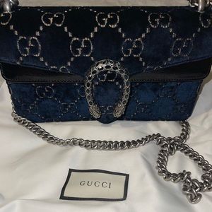 Gucci Dionysus Small Rectangular Bag Gg blue velvet